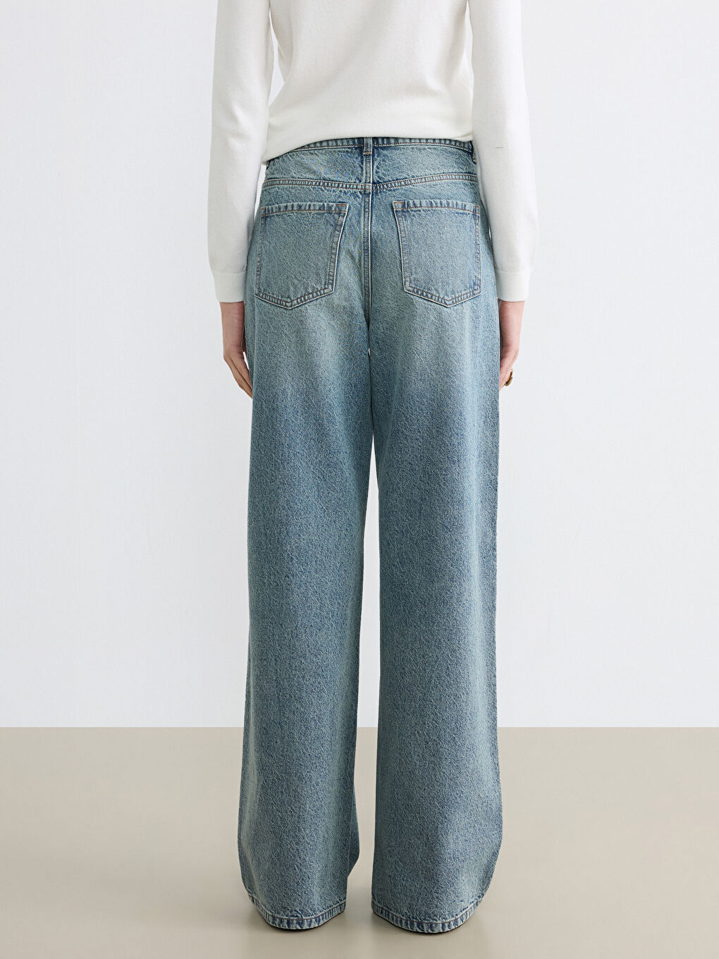 Wideleg Kadın Jean Pantolon-3