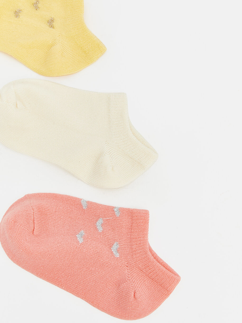 Sarı Kalp Baskılı Kız Bebek Patik Çorap 3'lü	-1