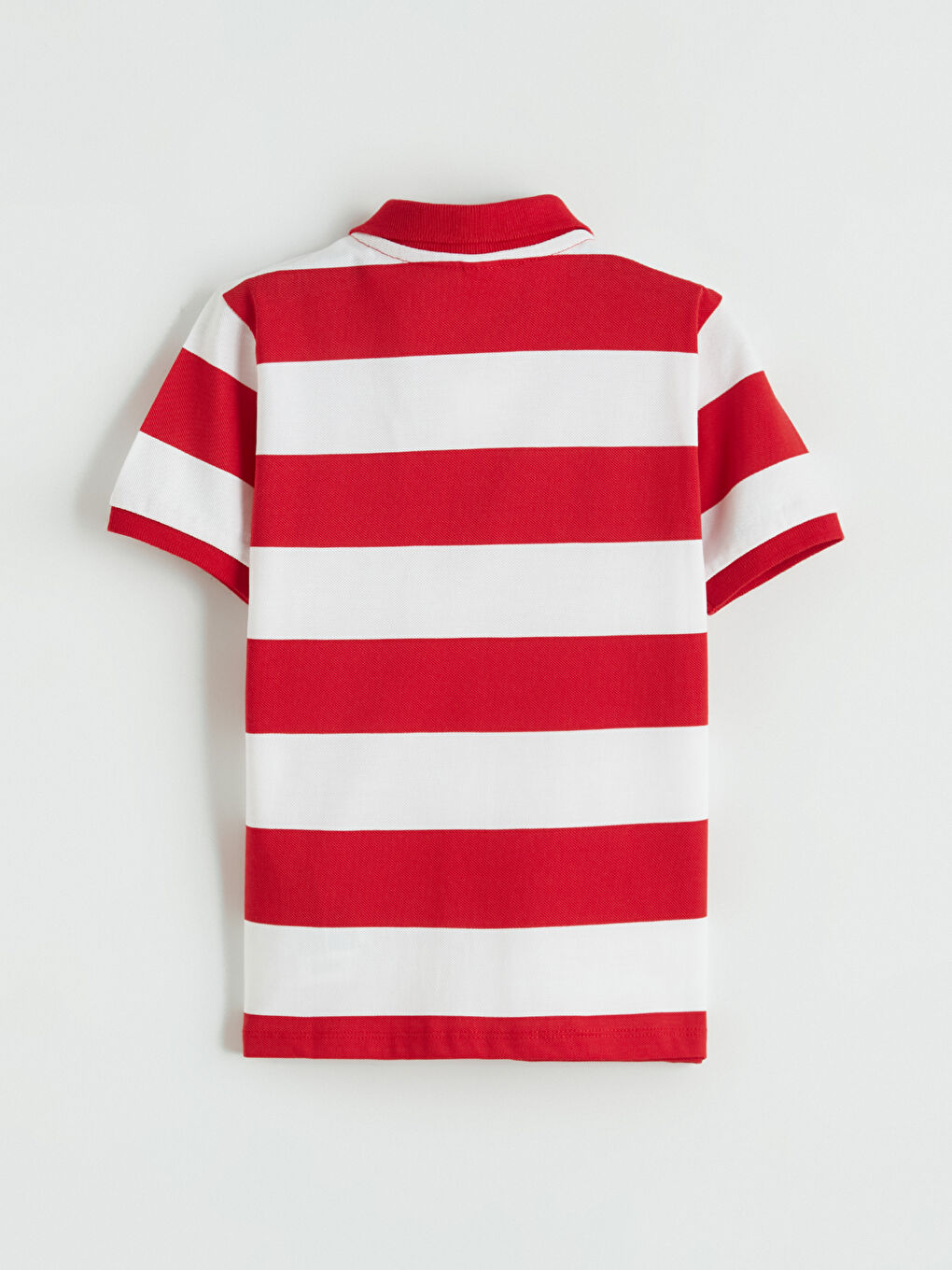 Kırmızı Polo Yaka Çizgili Erkek Çocuk Pike Tişört-2