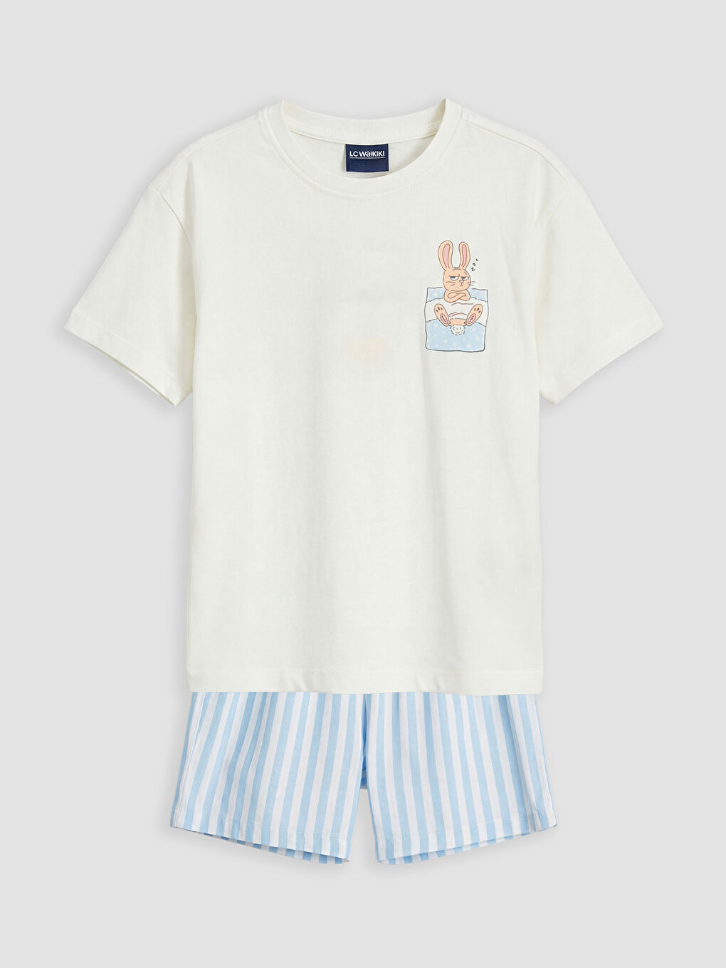 Ekru Baskılı Kız Çocuk Şortlu Pijama Takımı