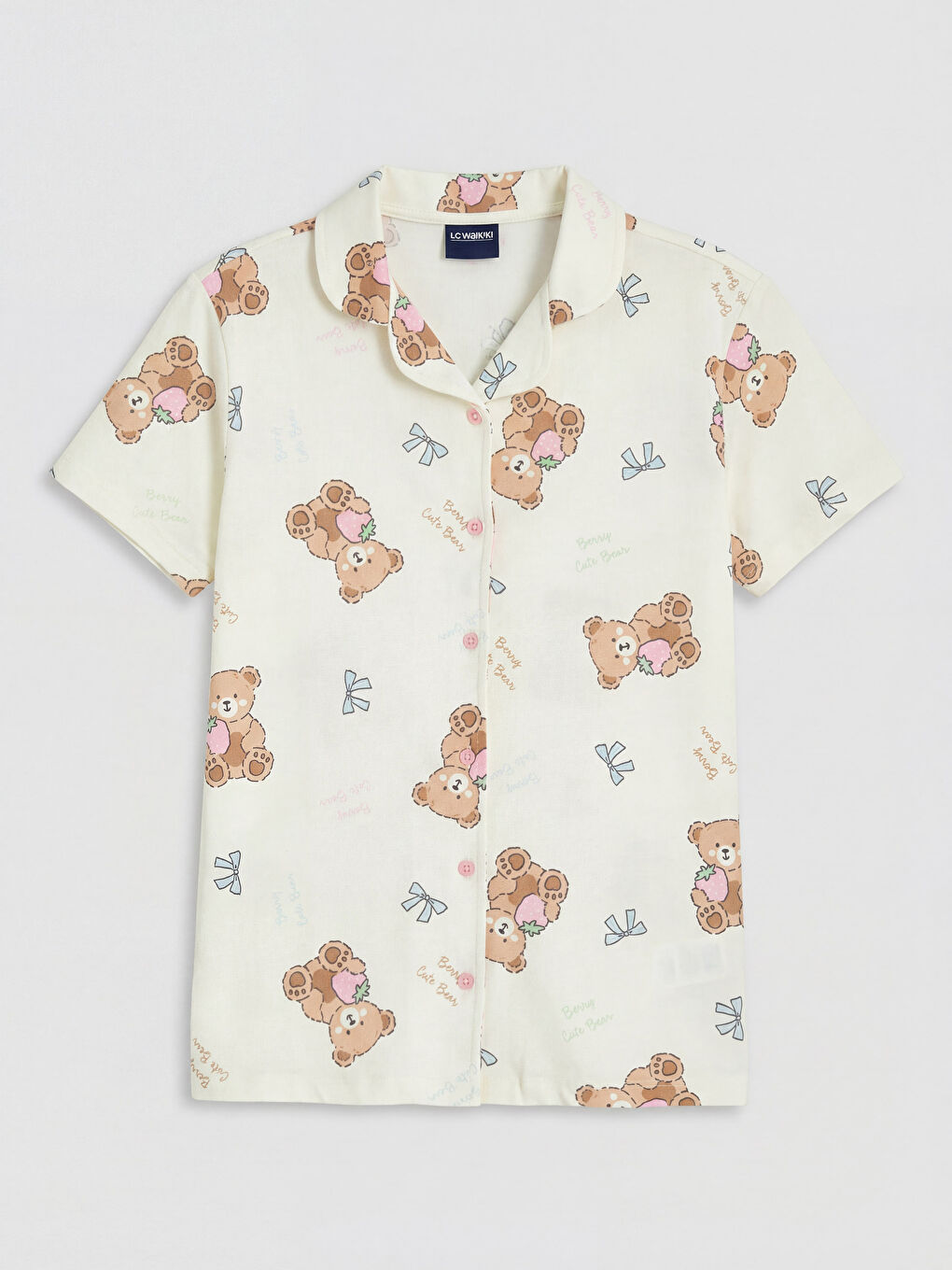 Komplet kratke pidžame sa kragnom košulje i štampom za devojčice-1