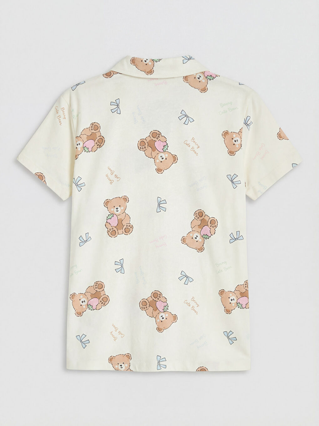 Komplet kratke pidžame sa kragnom košulje i štampom za devojčice-2