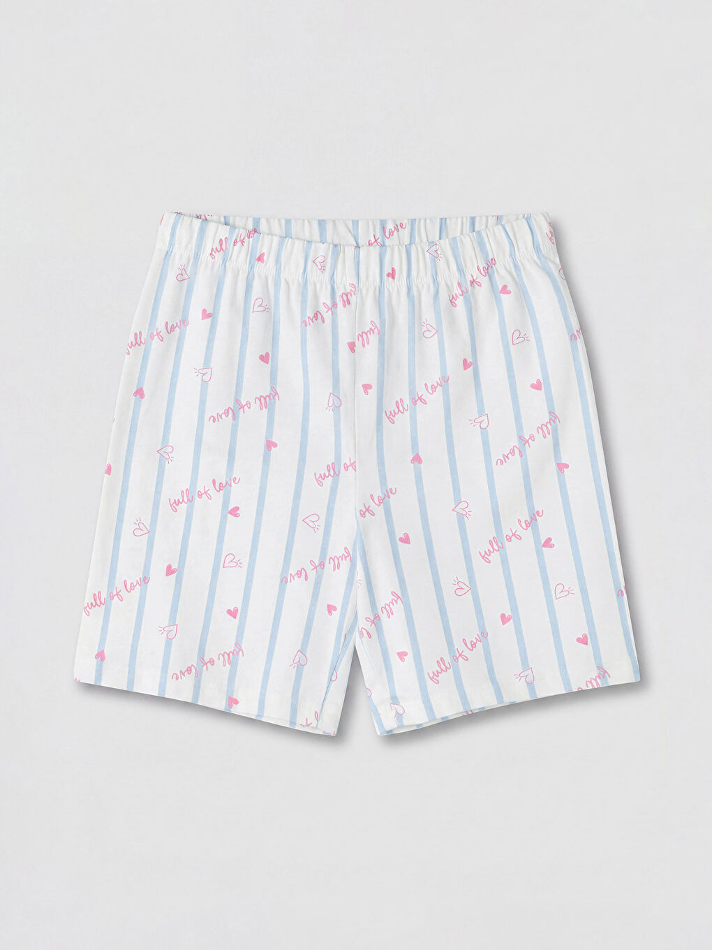 Ekru İp Askılı Kız Çocuk Şortlu Pijama Takımı-3