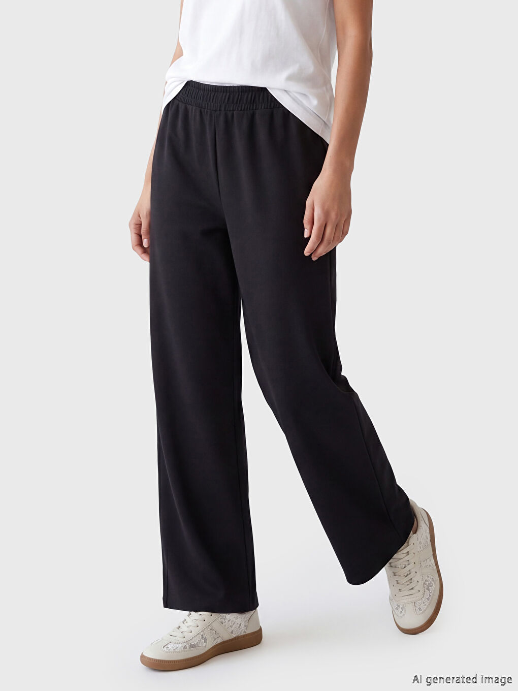 Pantalon de survêtement femme à taille élastiquée au toucher doux-1