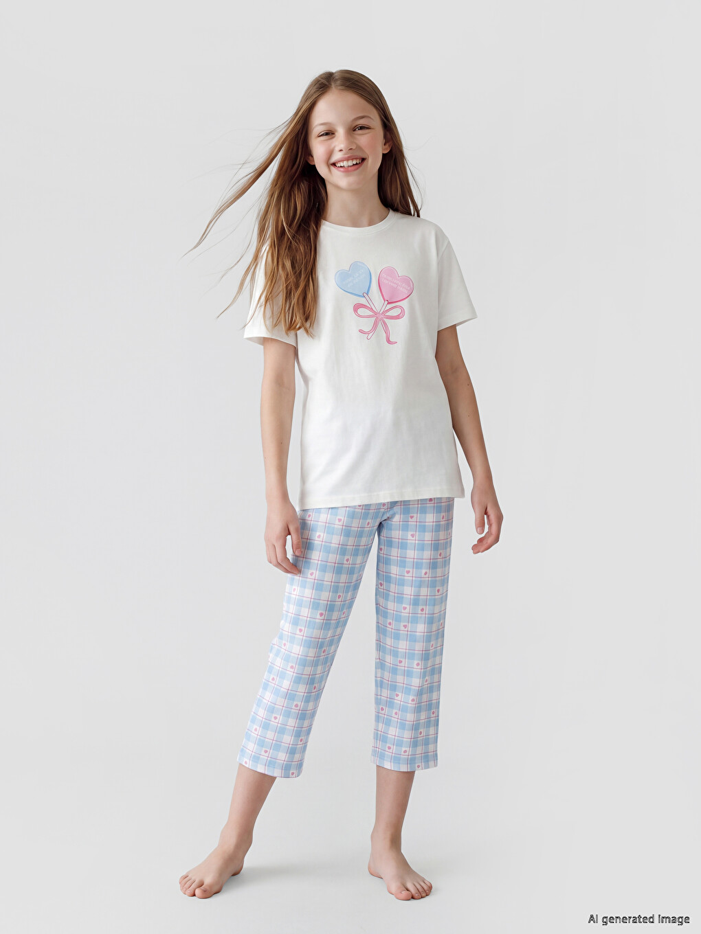 Printed Girls' Capri Pyjamas Set