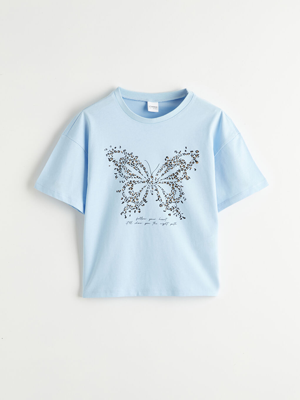 Mavi Kız Çocuk Kelebek Baskılı Pijama Takım-1