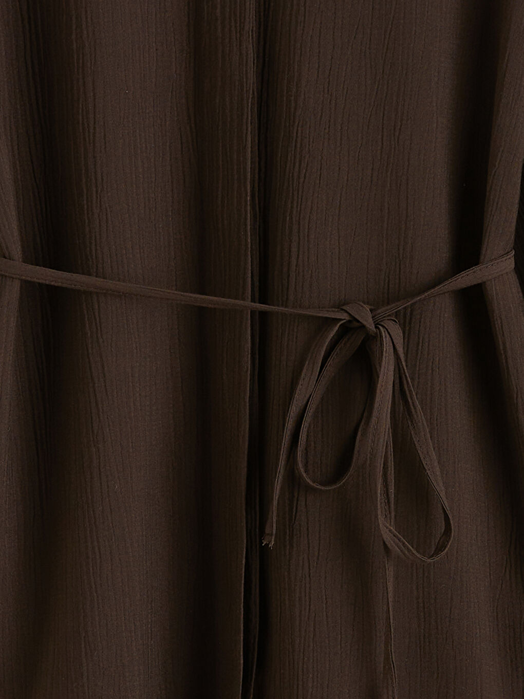 Kahverengi Beli Kuşaklı Dokulu Kadın Gömlek Tunik-5