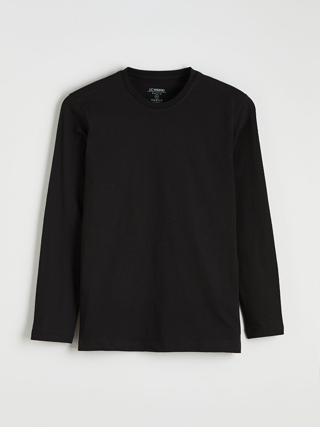 Siyah Bisiklet Yaka Uzun Kollu Erkek Tişört-4