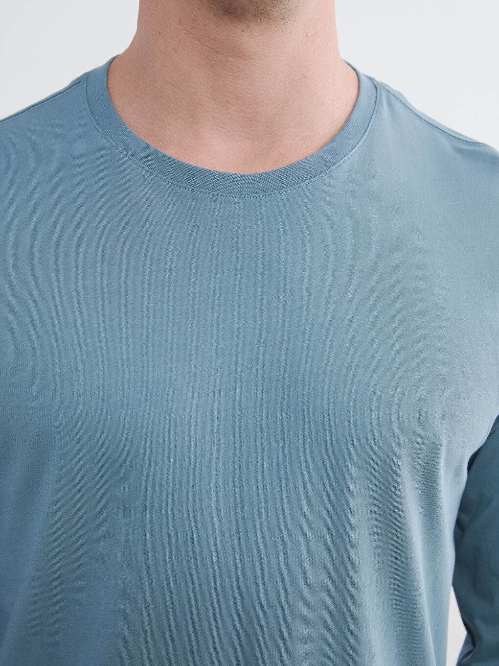 Мужская футболка с длинным рукавом и круглым вырезом-2