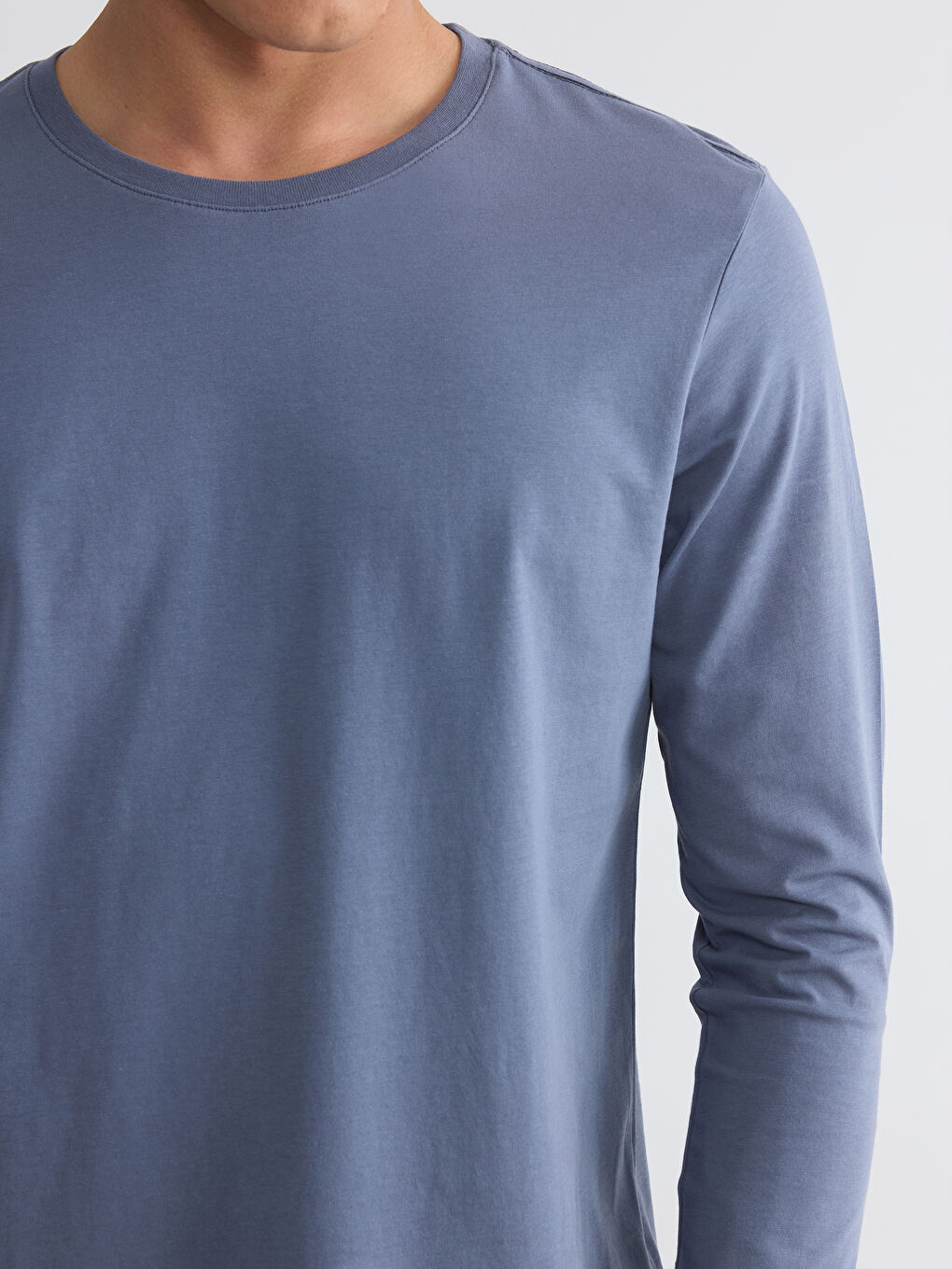 İndigo Bisiklet Yaka Uzun Kollu Erkek Tişört-2