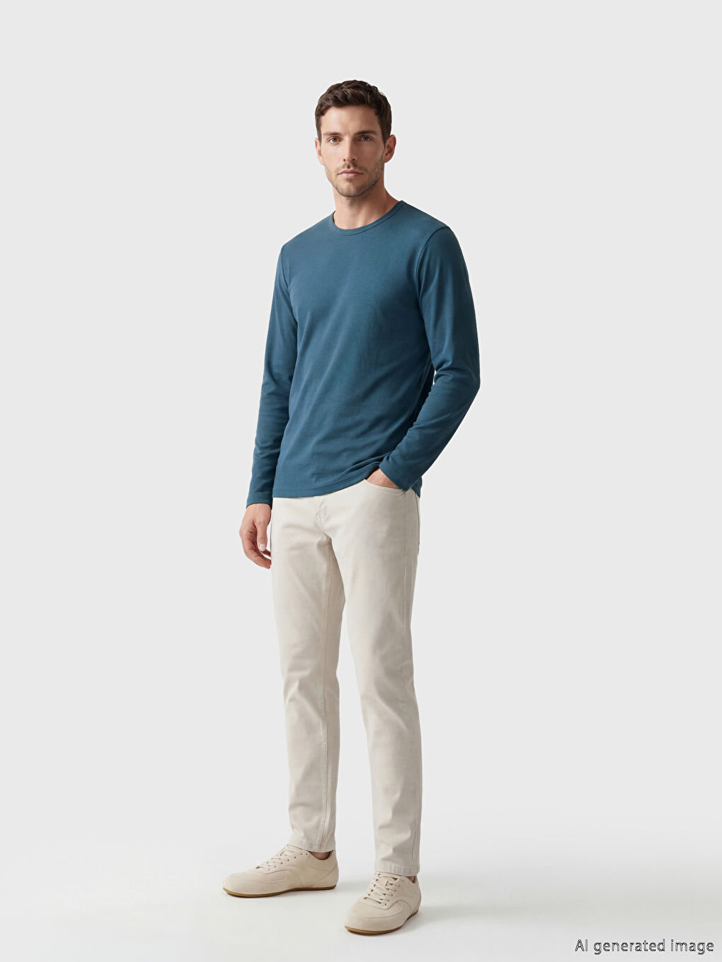 Muška majica dugih rukava sa okruglim izrezom-1