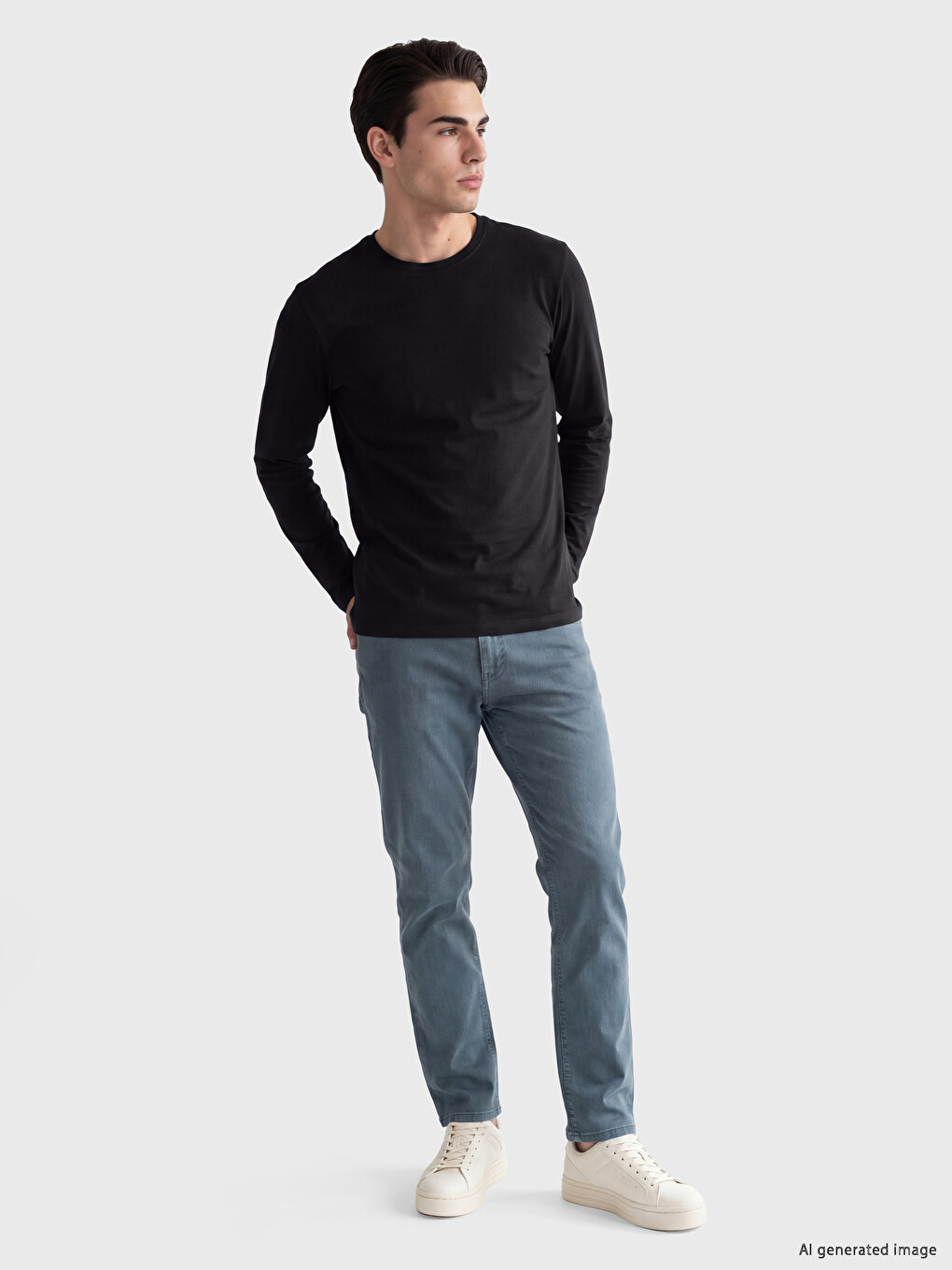 Men's Long-sleeve Crew Neck T-shirt-1