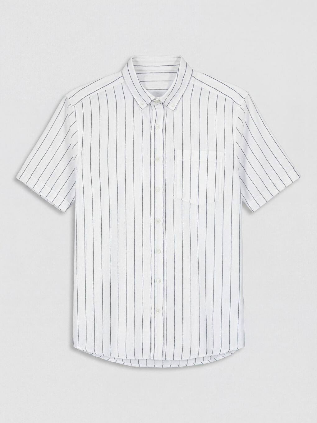 Beyaz Regular Fit Çizgili Erkek Gömlek