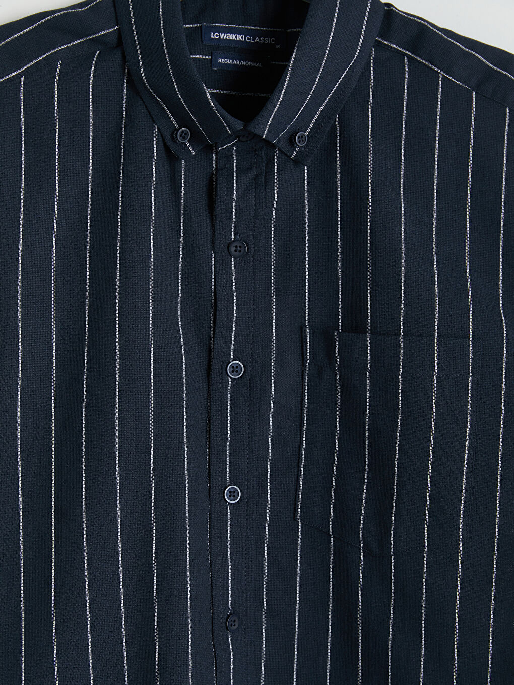 Lacivert Regular Fit Çizgili Erkek Gömlek-6