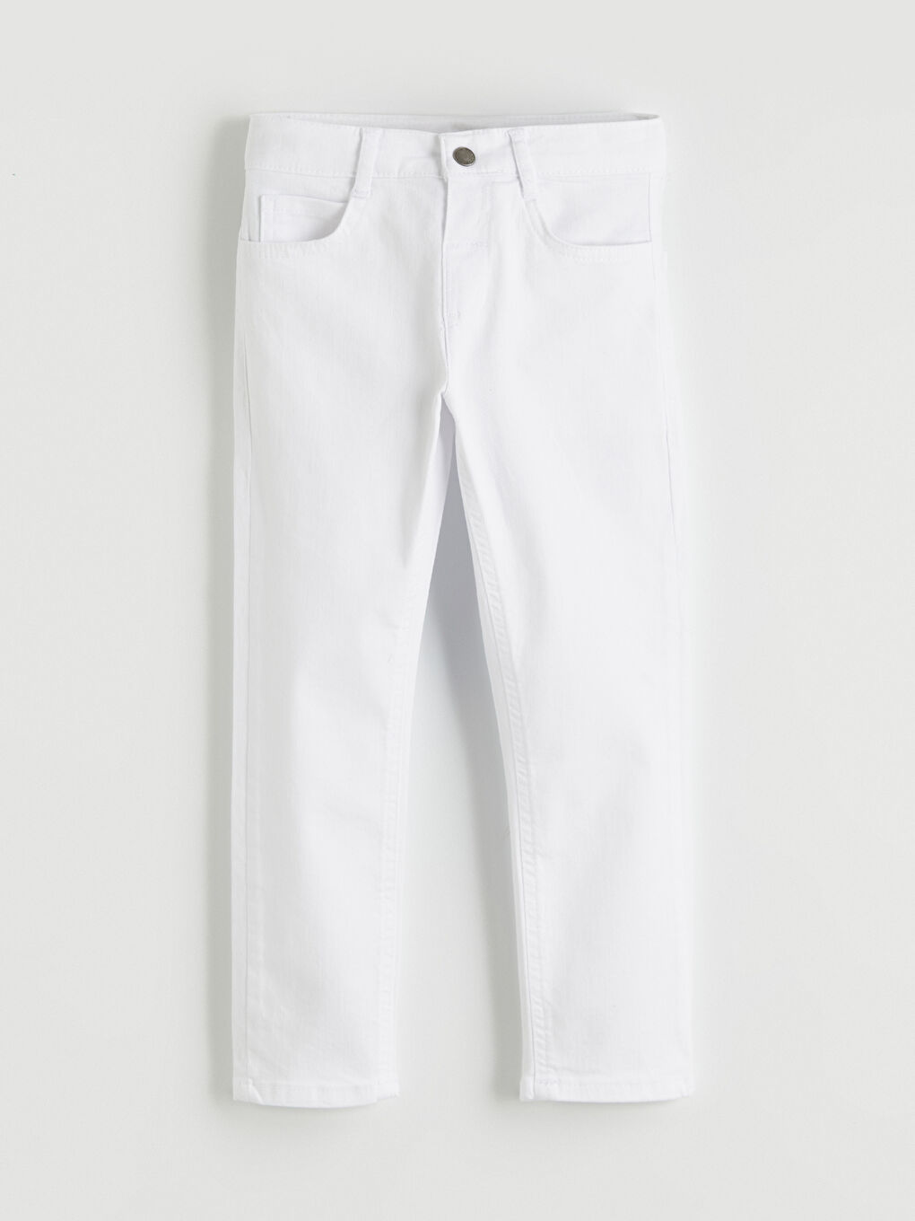 Beyaz  Slim Fit Gabardin Erkek Çocuk Pantolon