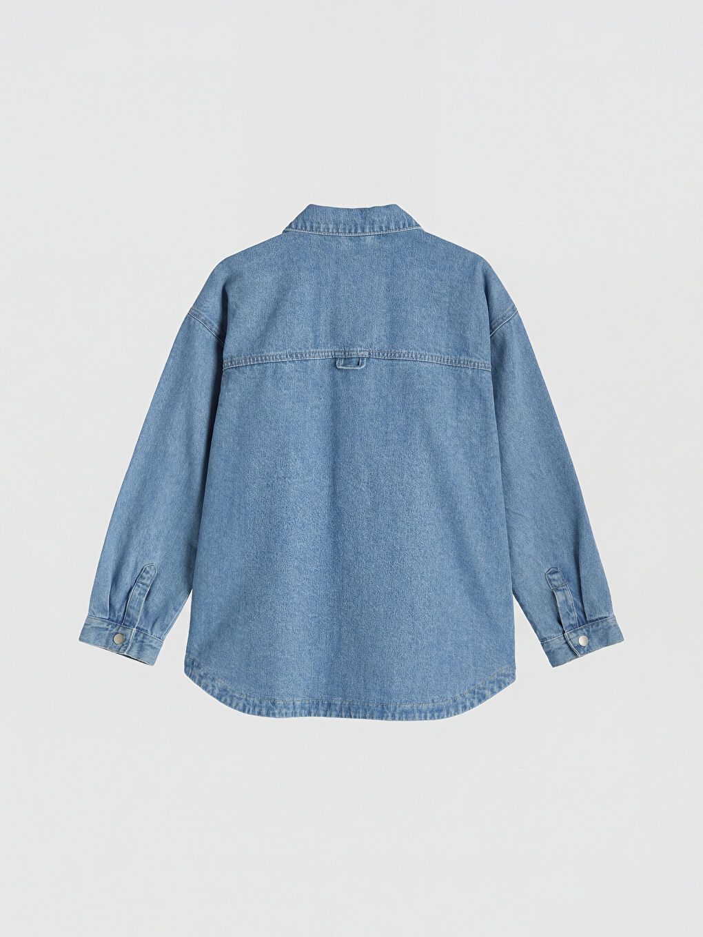 İndigo Gömlek Yaka Kadın Jean Ceket-5