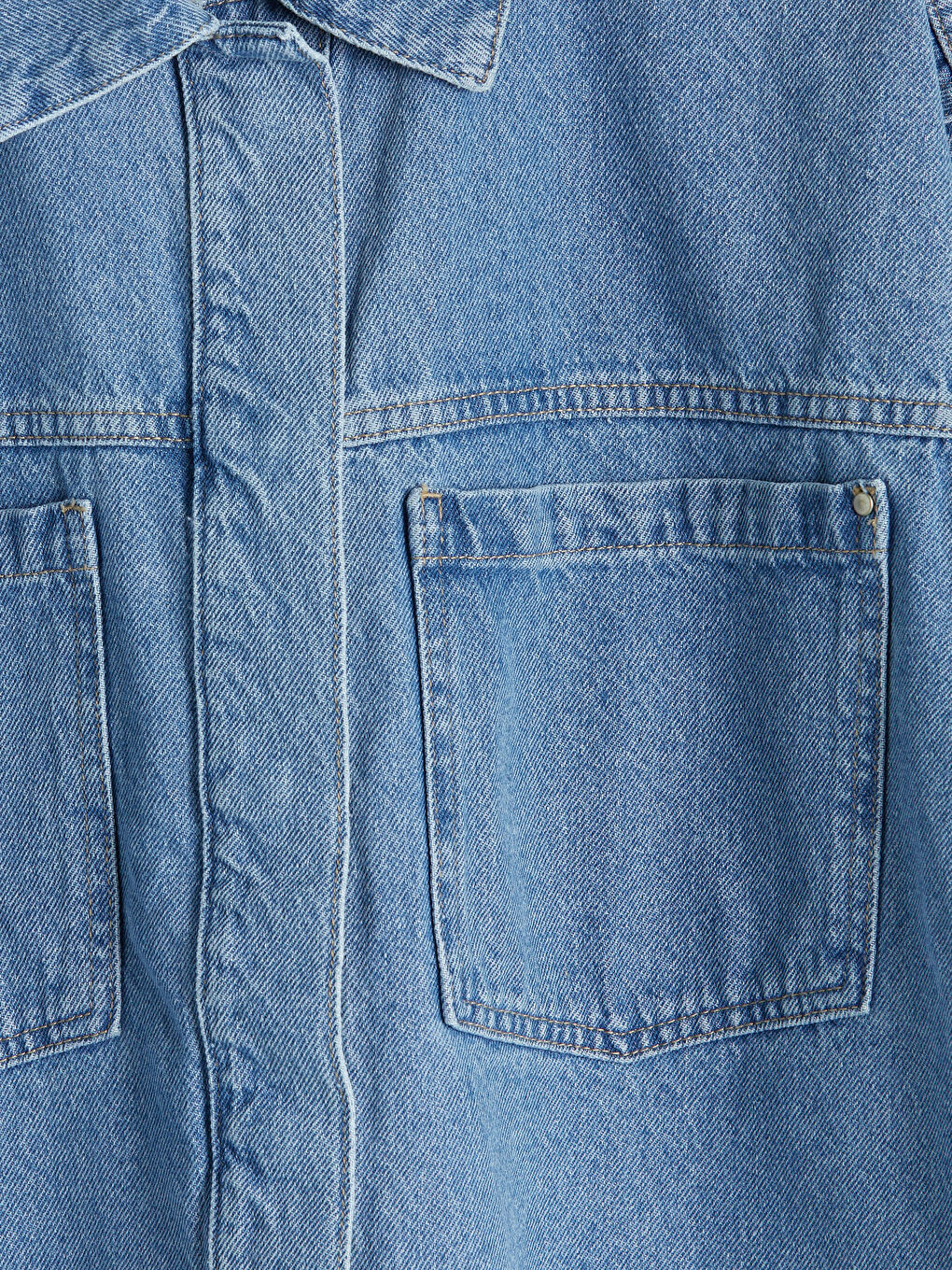 İndigo Gömlek Yaka Kadın Jean Ceket-6