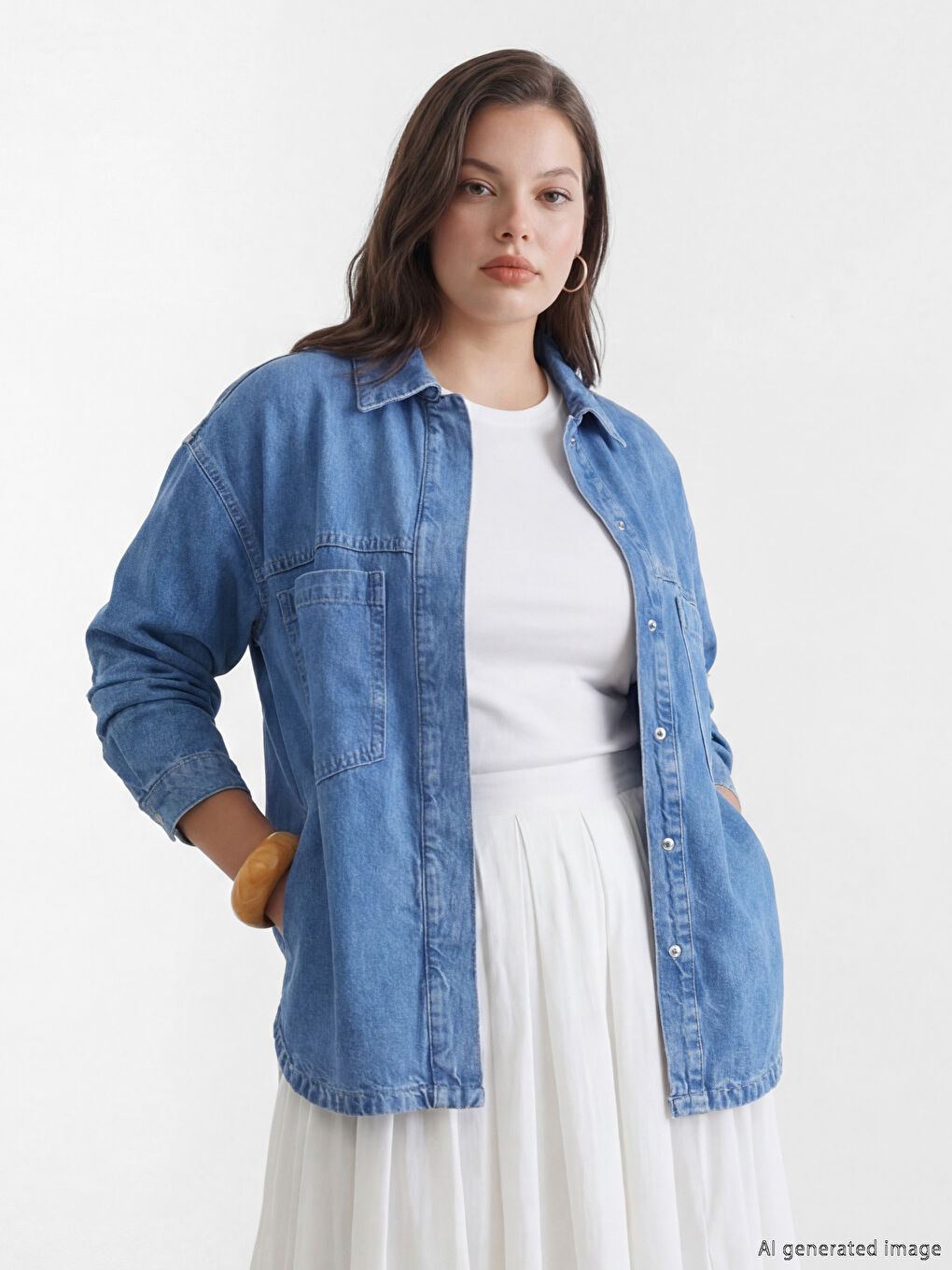 Women's Collared Denim Jacket-1