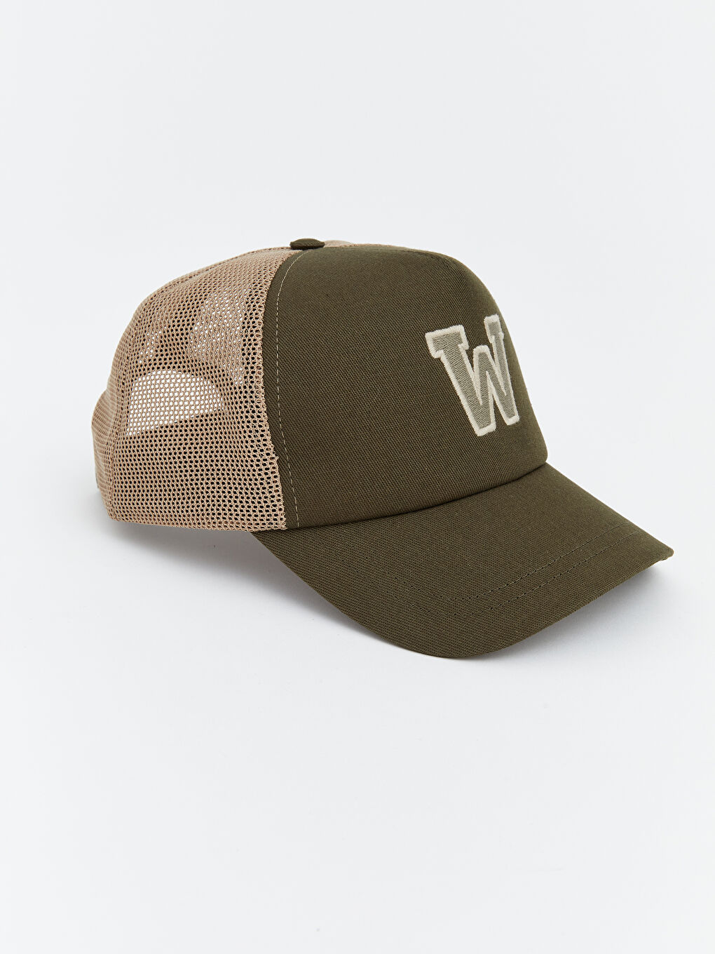 Haki W Nakışlı Erkek Kep Şapka -1