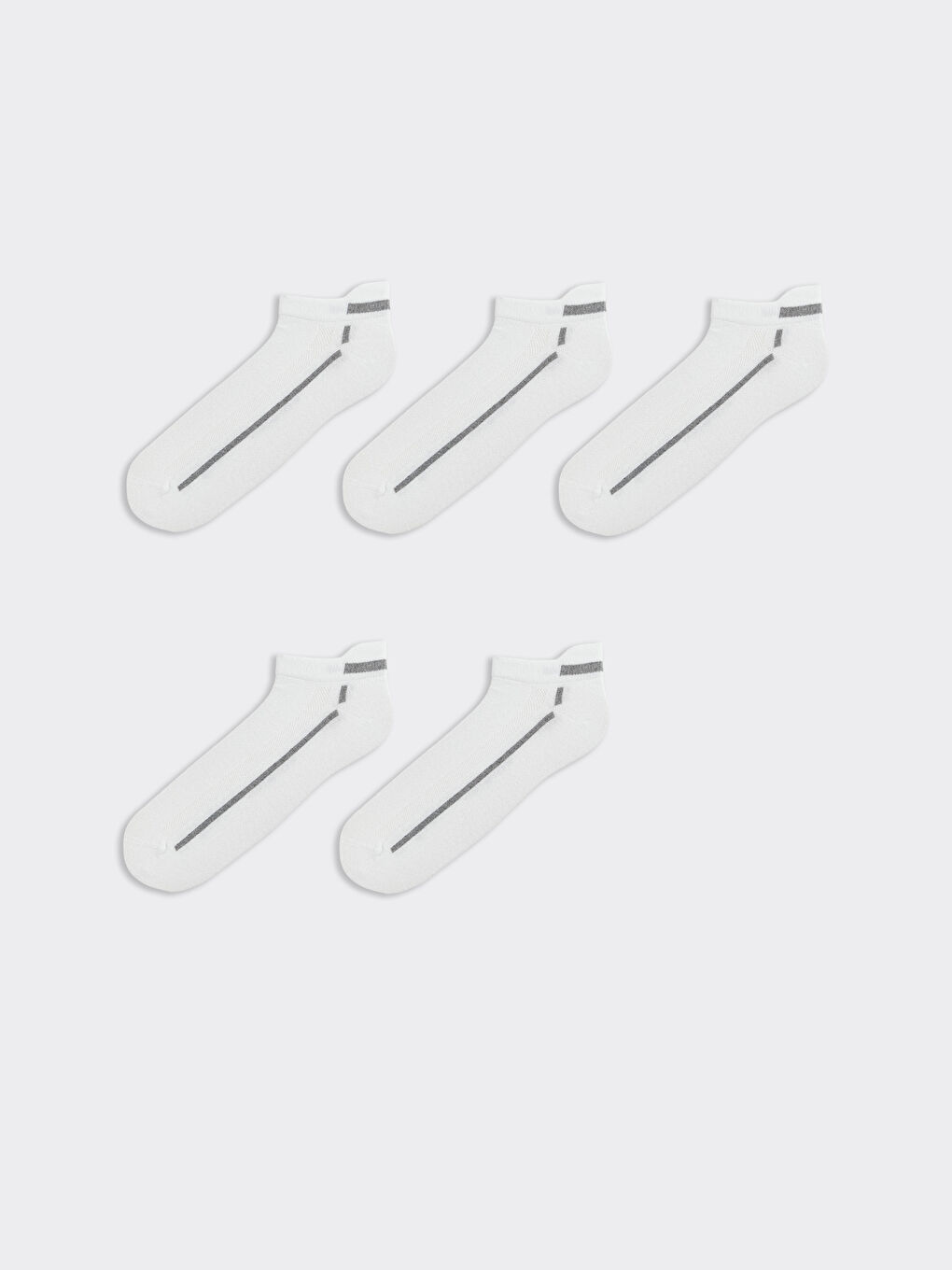 Beyaz Çizgili Erkek Patik Çorap 5'li