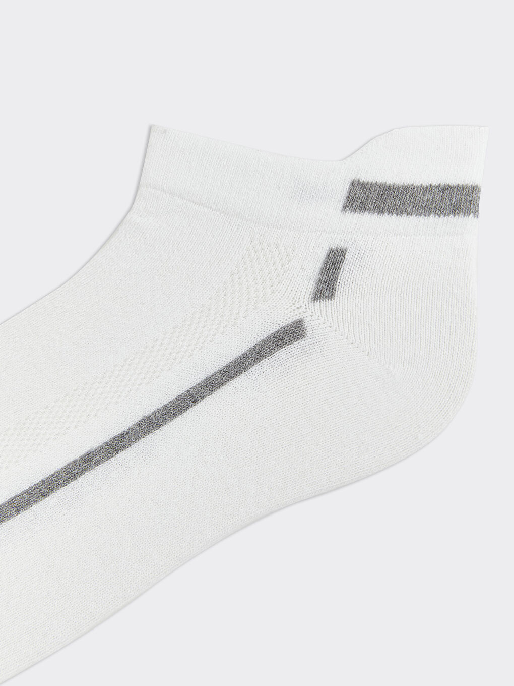 Beyaz Çizgili Erkek Patik Çorap 5'li-1
