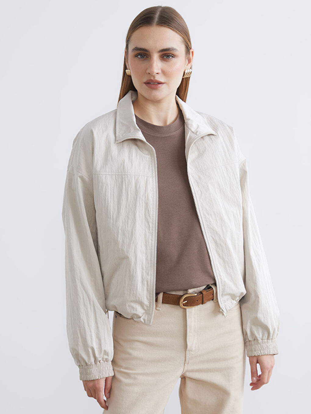 Collared Neck Oversize Women's Jacket