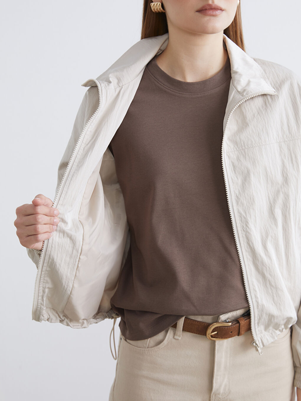 Collared Neck Oversize Women's Jacket-3