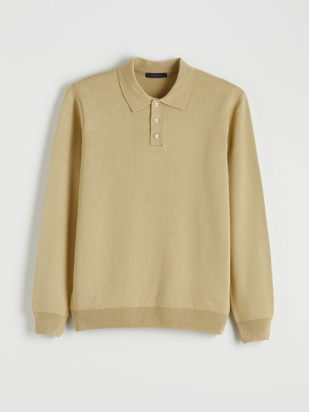 Sarı Polo Yaka Erkek Triko Kazak