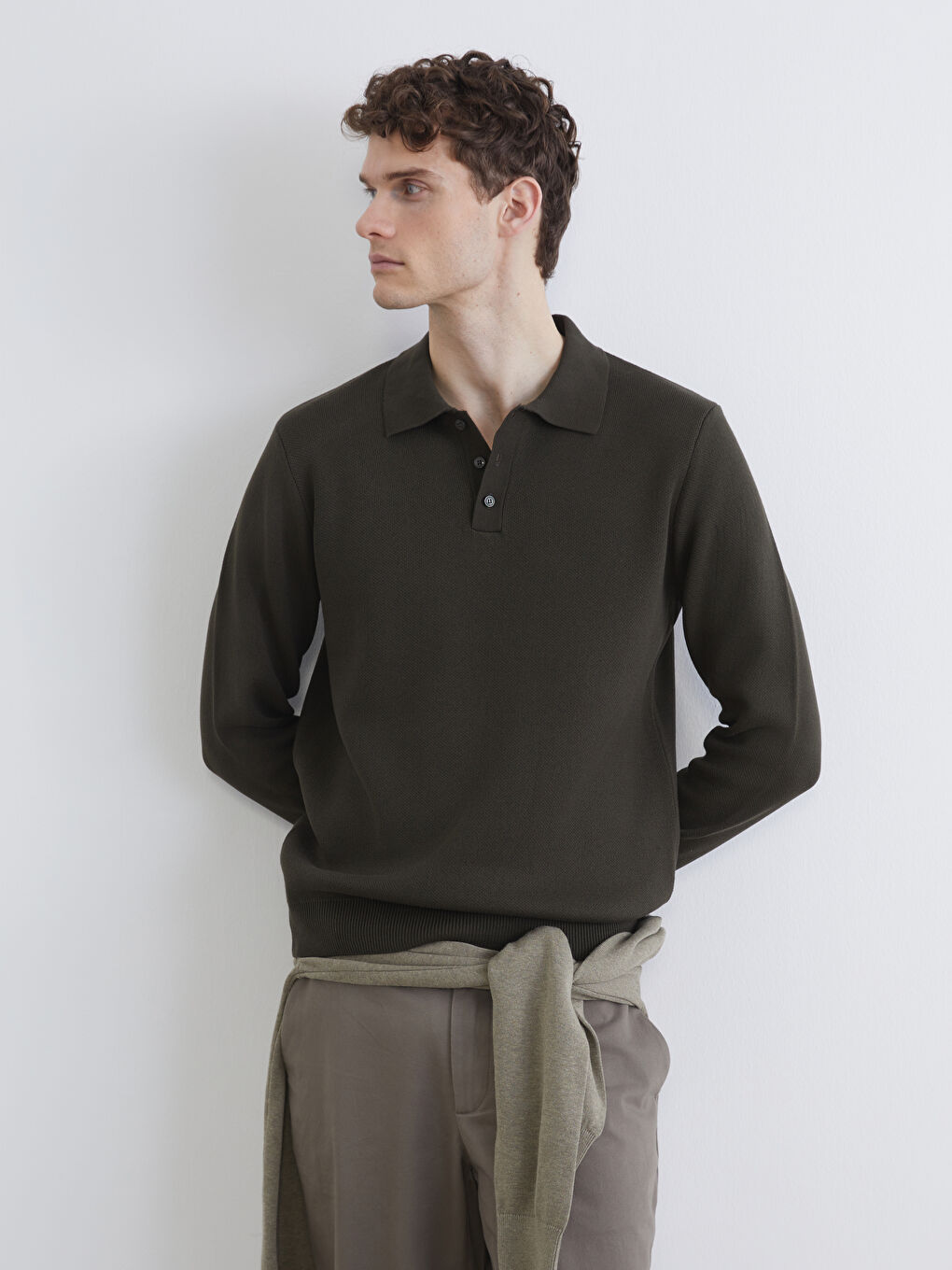 Men's Polo Neck Knit Sweater