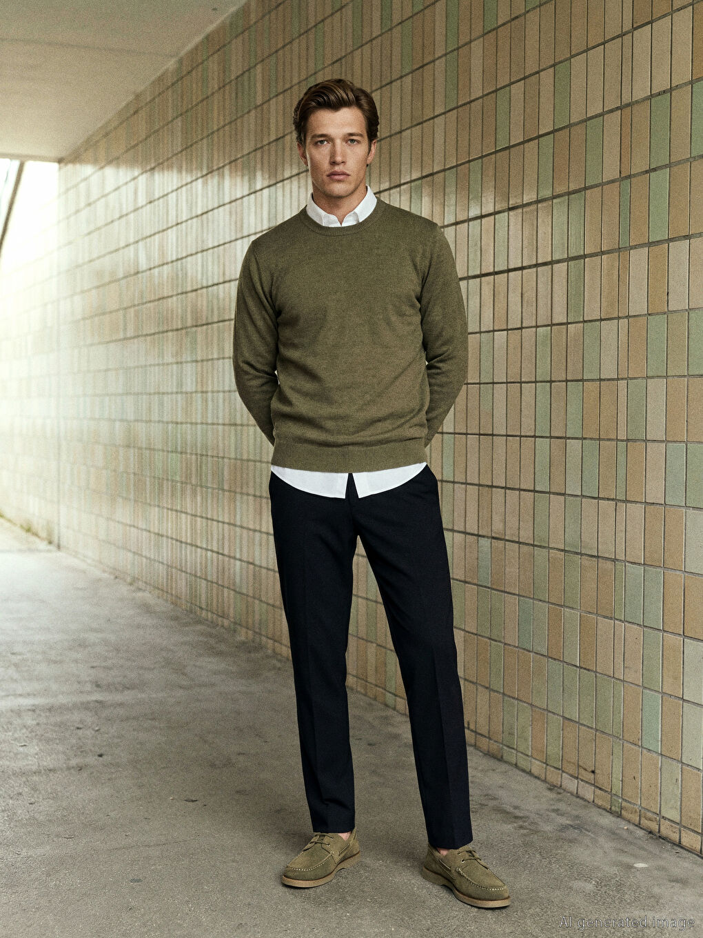 كنزة صوفية برقبة دائرية للرجال