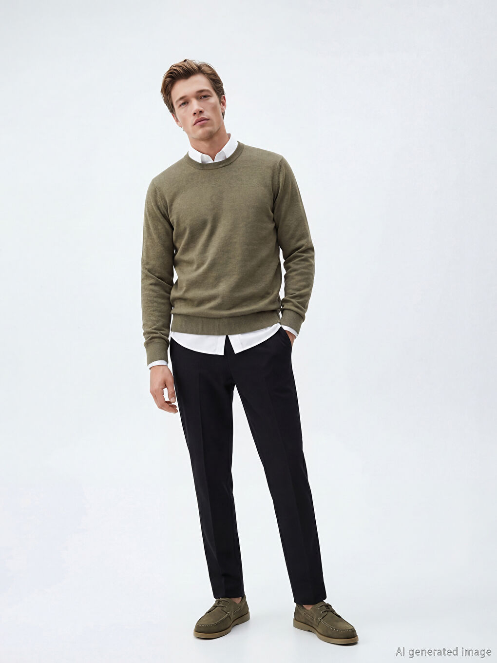 كنزة صوفية برقبة دائرية للرجال-5