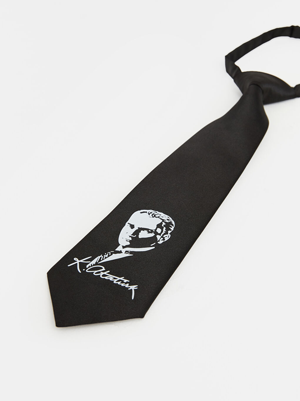 Siyah Atatürk Baskılı Erkek Çocuk Kravat-1