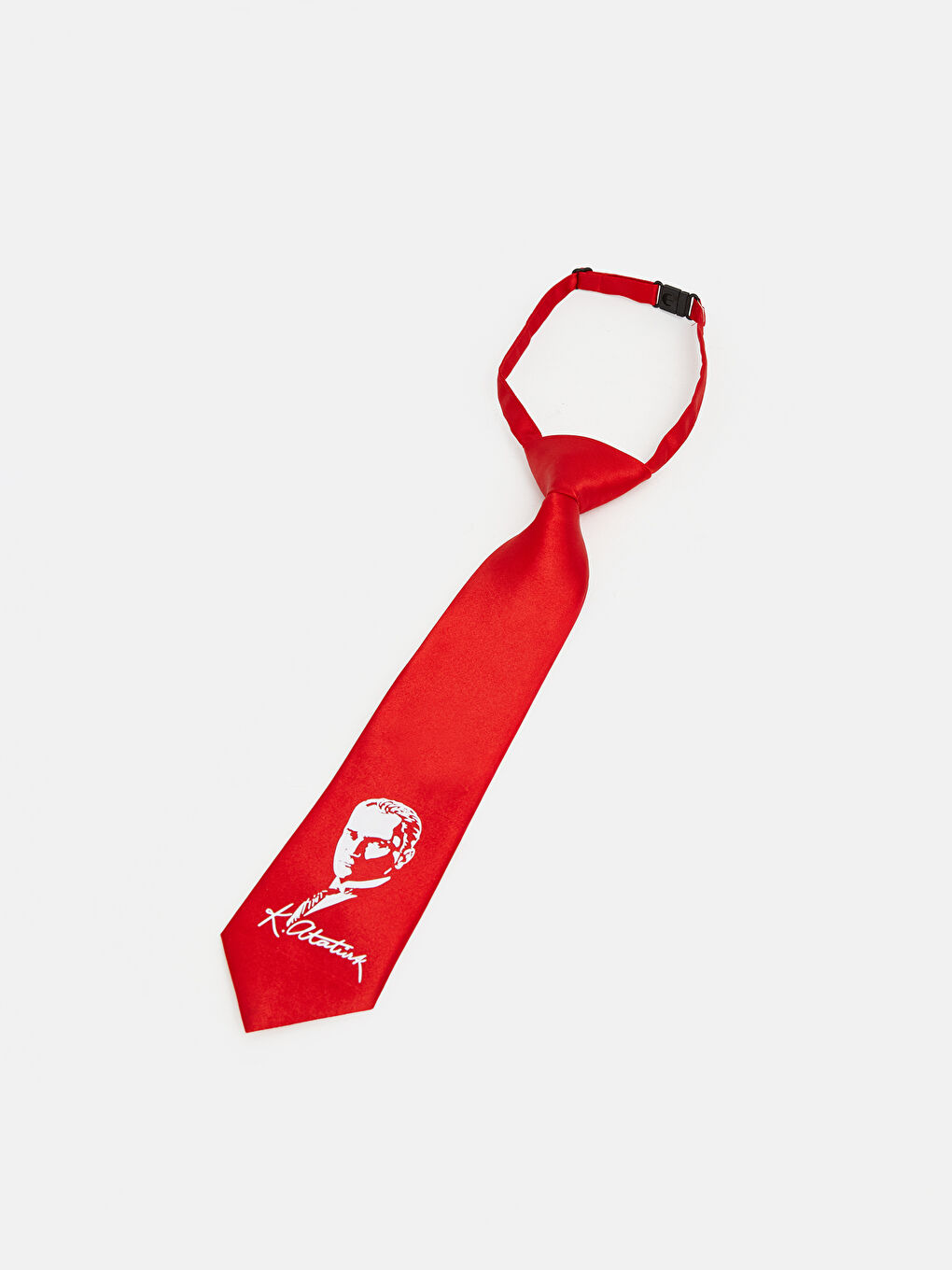 Kırmızı Atatürk Baskılı Erkek Çocuk Kravat