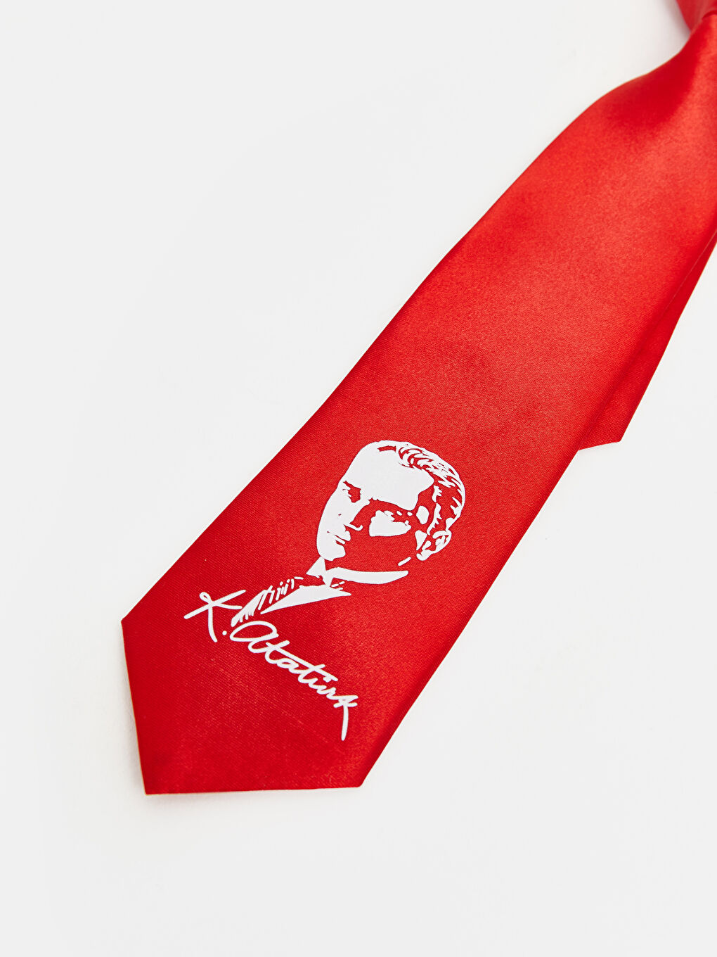 Kırmızı Atatürk Baskılı Erkek Çocuk Kravat-1