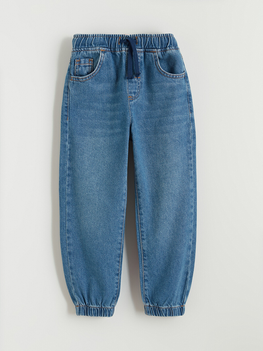 İndigo Beli Lastikli Erkek Çocuk Jean Pantolon-1