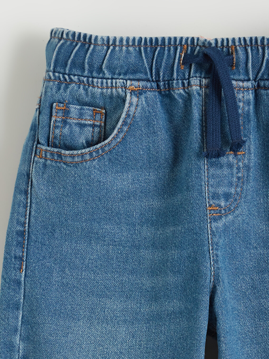 İndigo Beli Lastikli Erkek Çocuk Jean Pantolon-2