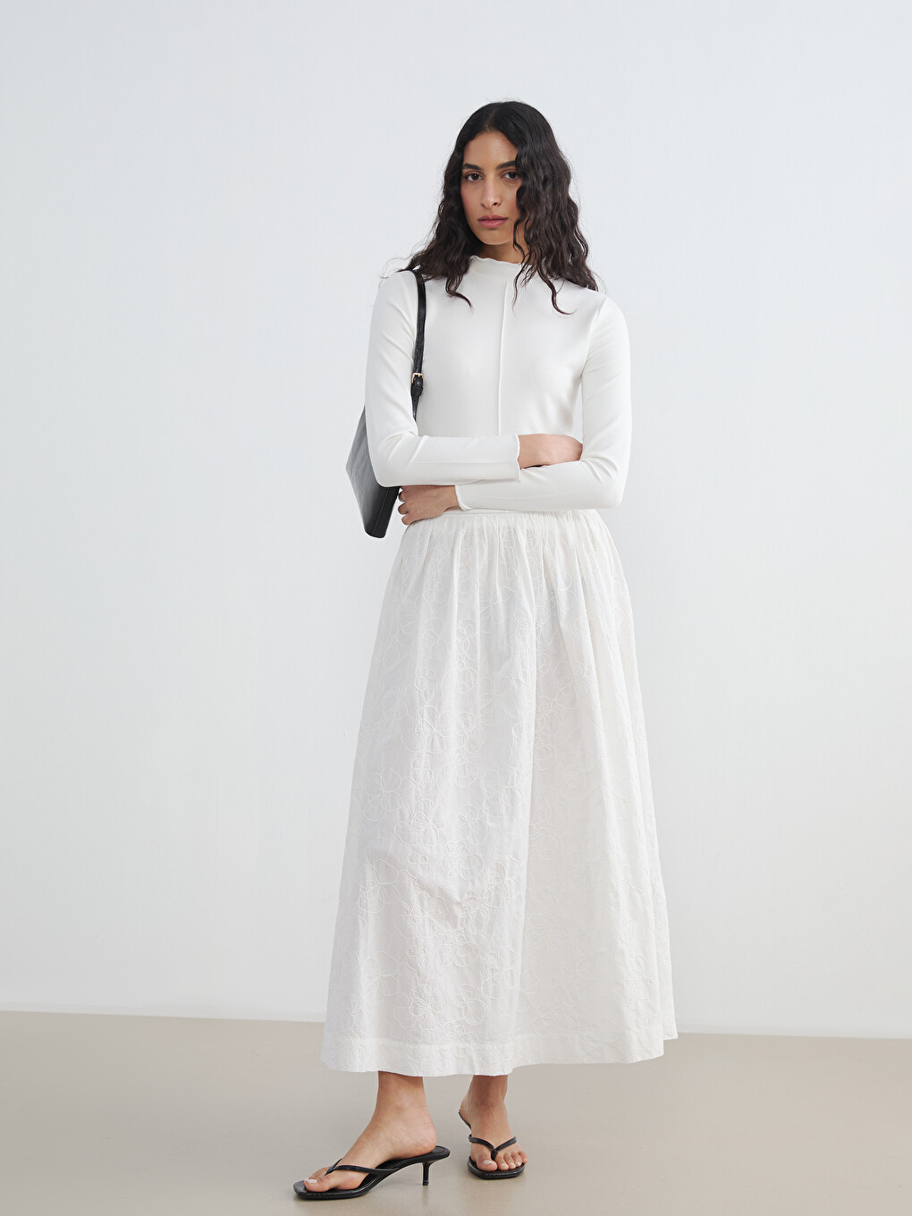 Woman White Skirt