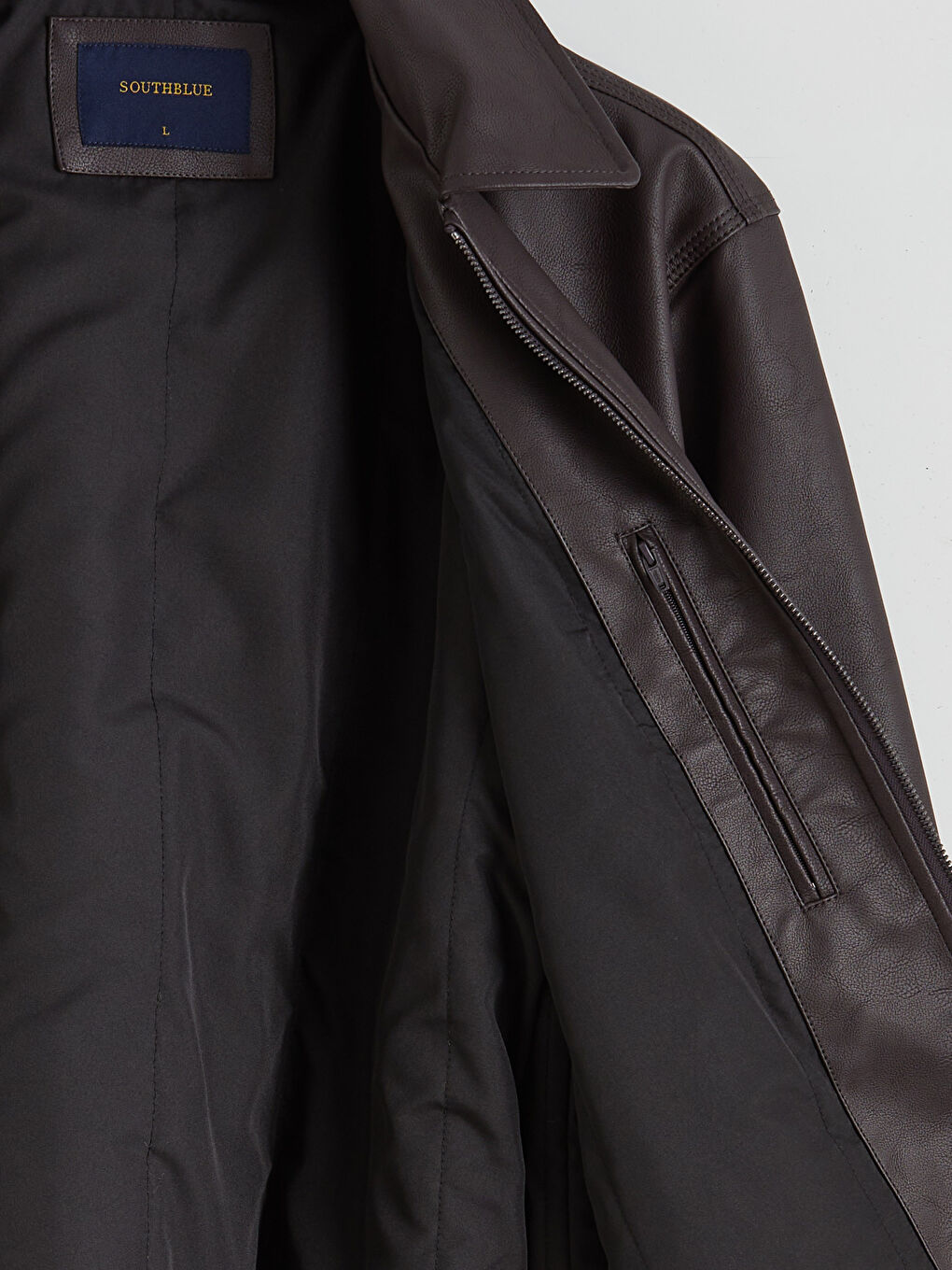 Kahverengi Standart Kalıp Erkek Deri Görünümlü Mont-6