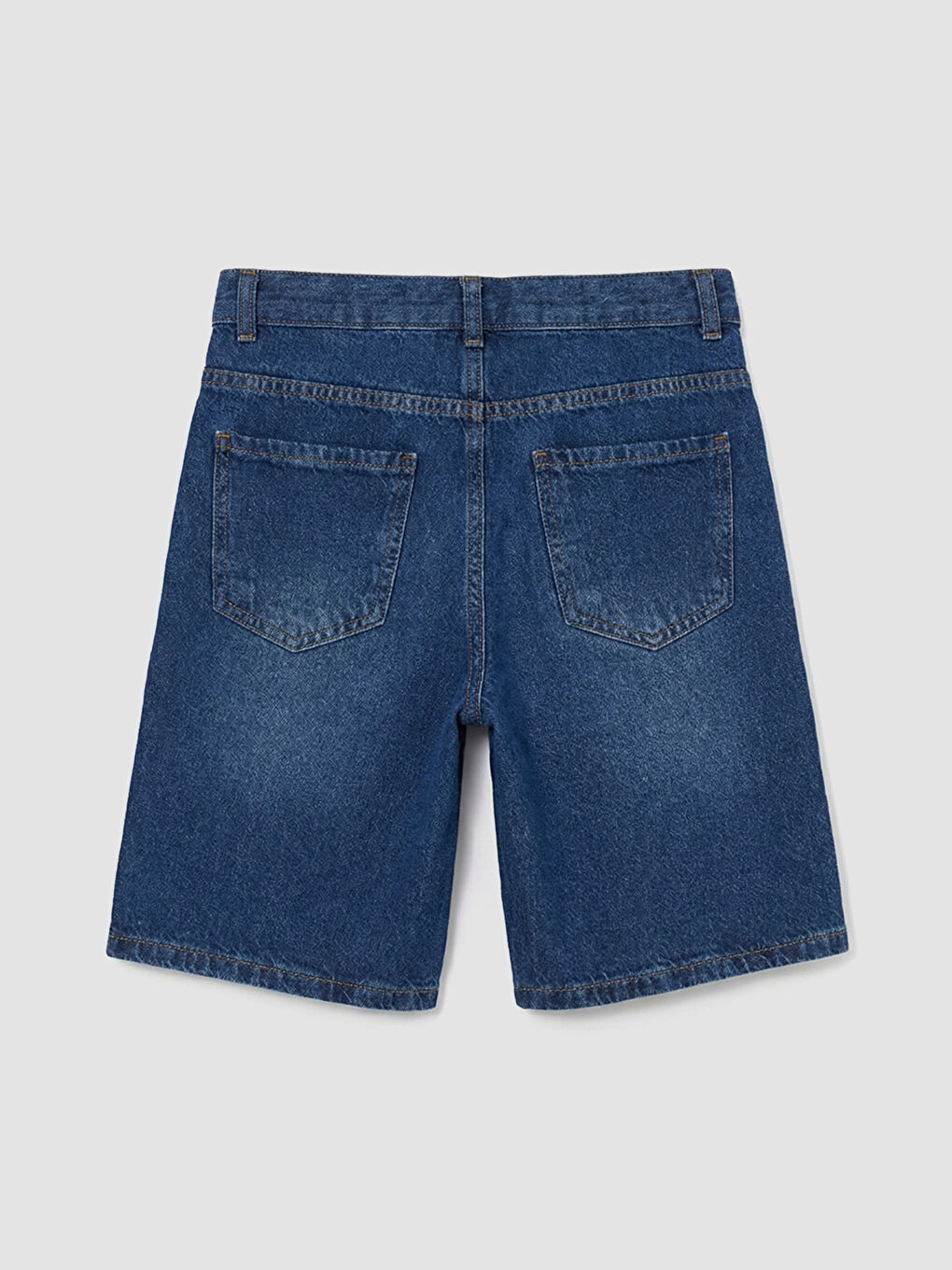 İndigo Yırtık Detaylı Erkek Çocuk Jean Şort-1
