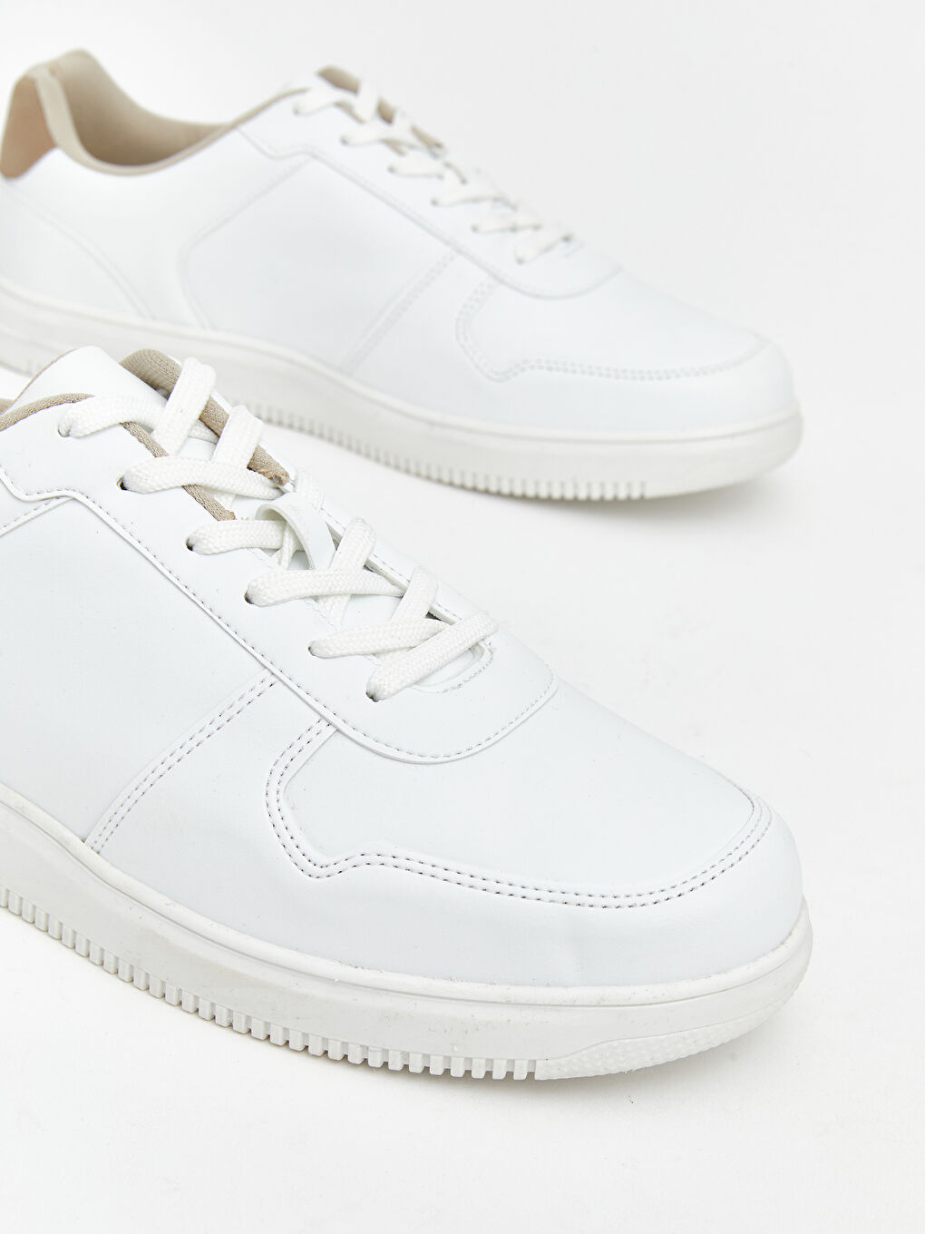 Beyaz Deri Görünümlü Erkek Spor Ayakkabı-2