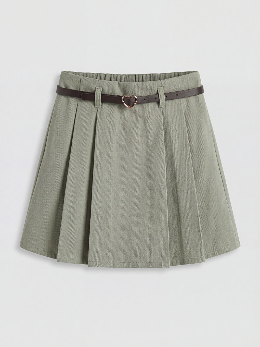 Haki Pileli Kız Çocuk Şort Etek