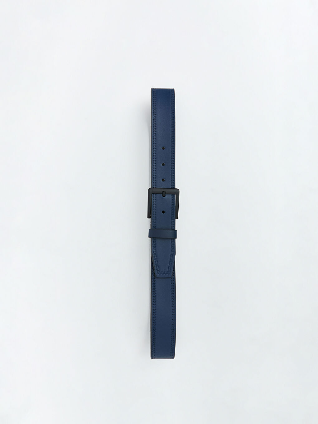 Lacivert Deri Görünümlü Erkek Kemer	-1