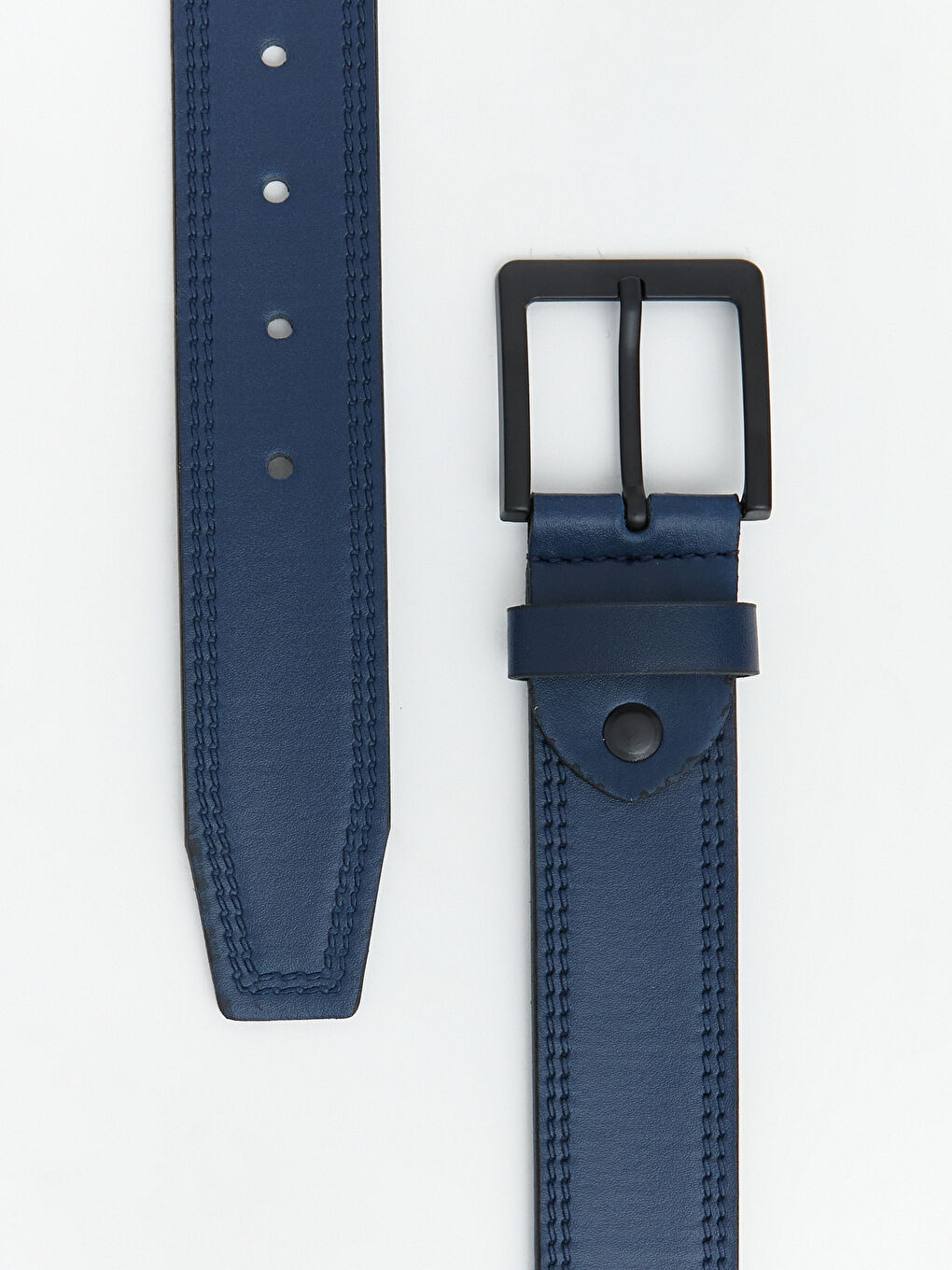 Lacivert Deri Görünümlü Erkek Kemer	-2