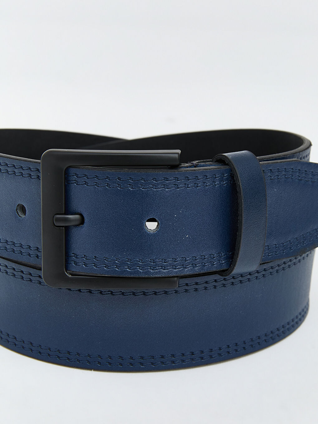 Lacivert Deri Görünümlü Erkek Kemer	-3
