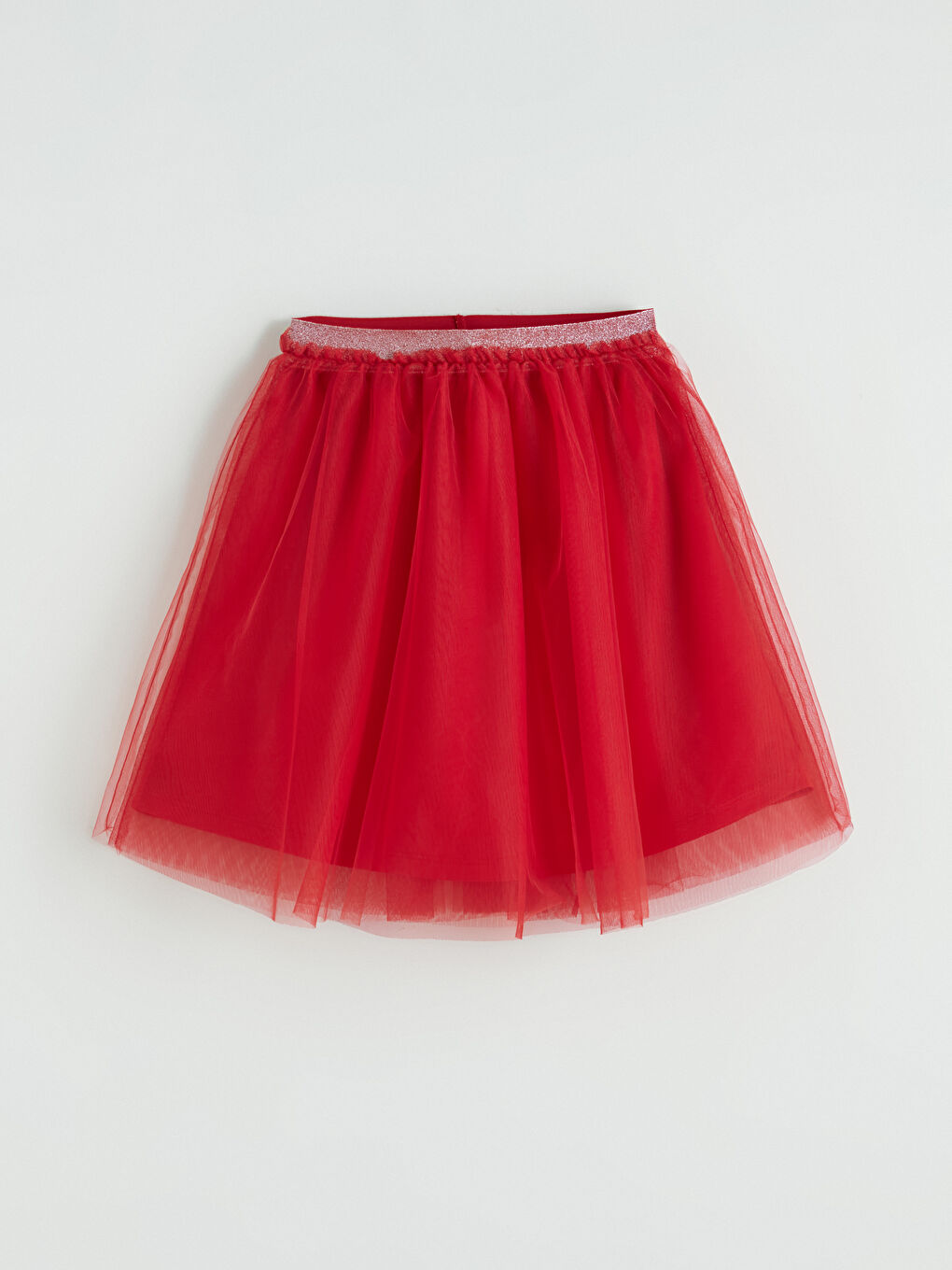 Kırmızı Beli Lastikli Kız Çocuk Tütü Etek-1