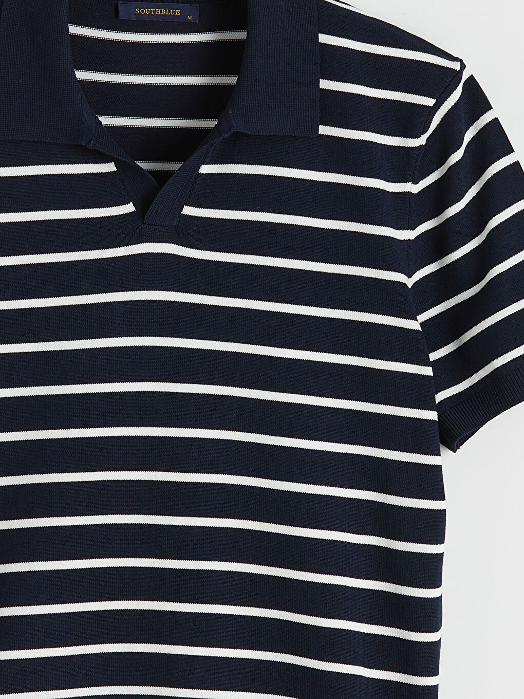Lacivert Polo Yaka Çizgili Erkek Triko Kazak-1