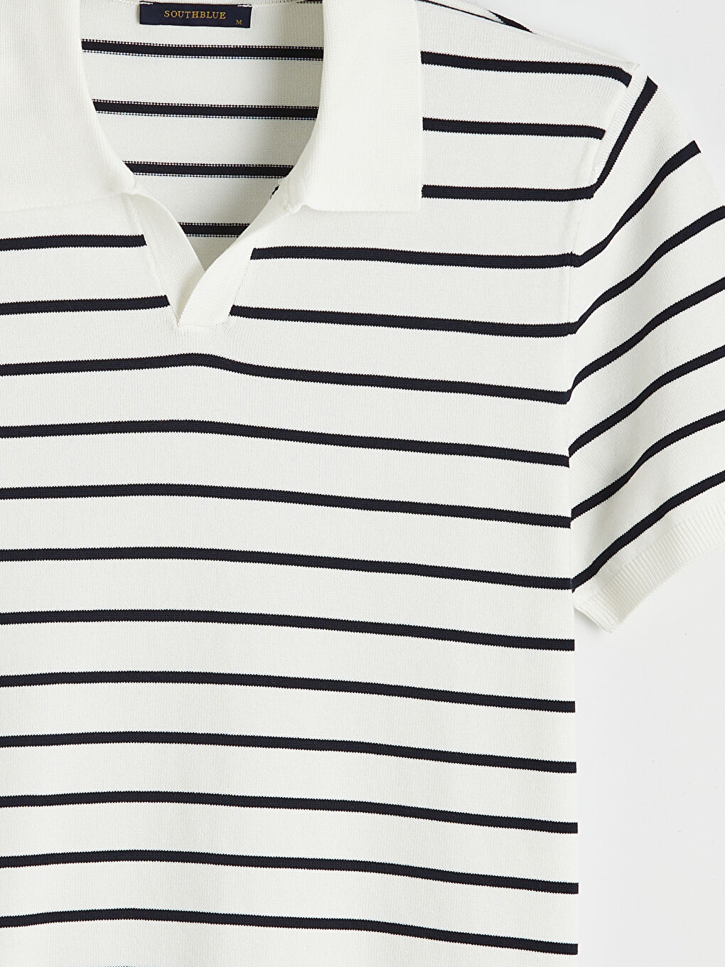 Ekru Polo Yaka Çizgili Erkek Triko Kazak-4