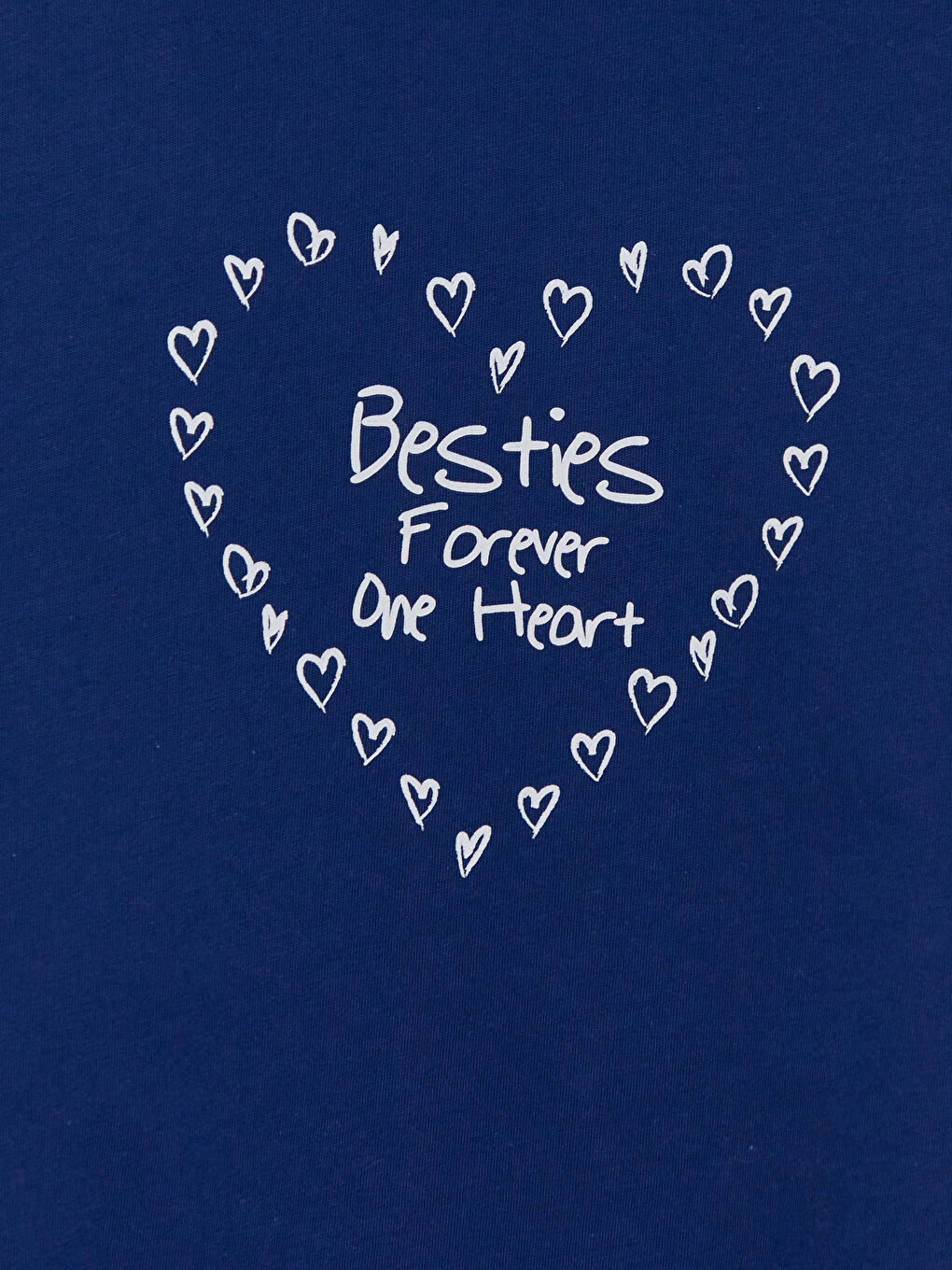 Lacivert Bisiklet Yaka Baskılı Kız Çocuk Tişört-2