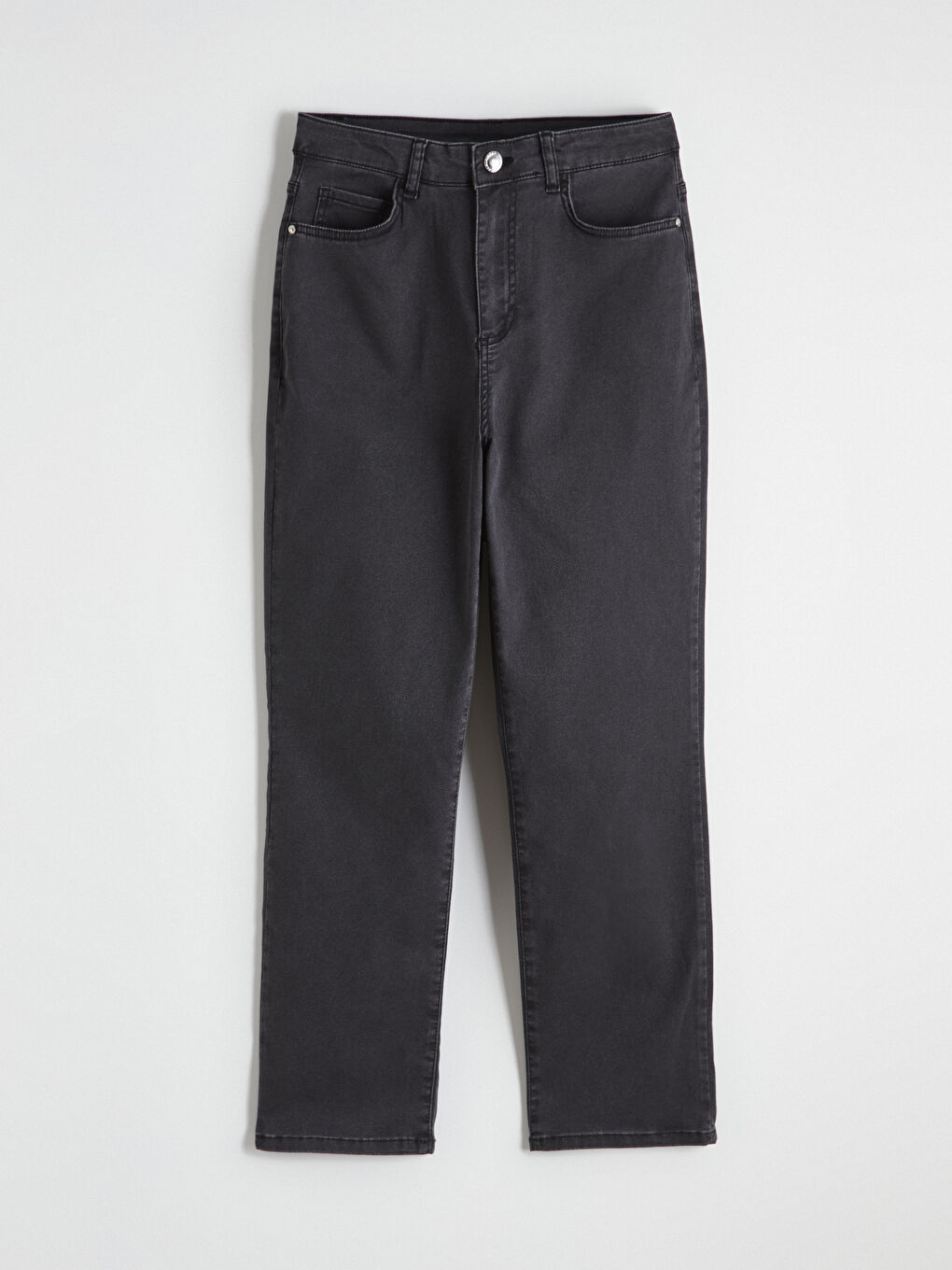 Siyah Straight Fit Kadın Jean Pantolon-4