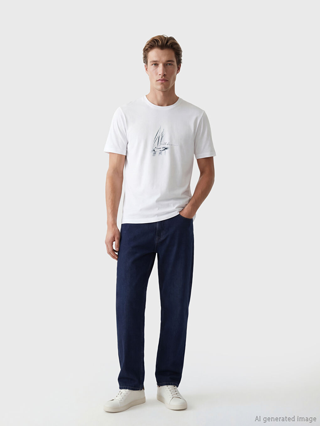 Crew Neck Printed Men's Knitted T-Shirt-1